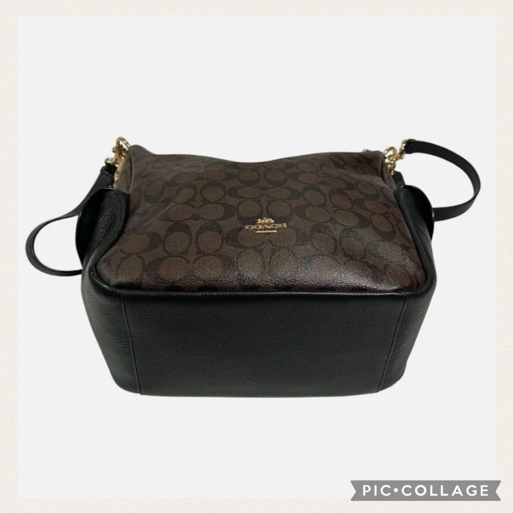 Used 1X Coach Walnut Brown/Black Pennie Signature Leather Crossbody Bag - Picture 6 of 11